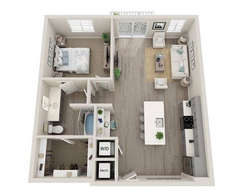a1 floor plan  1 bedroom with 2 baths  119